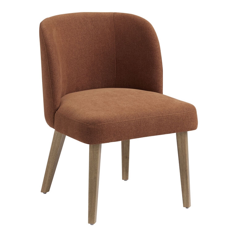 Dining Chair in Rust Orange Fabric with Barrel Silhouette