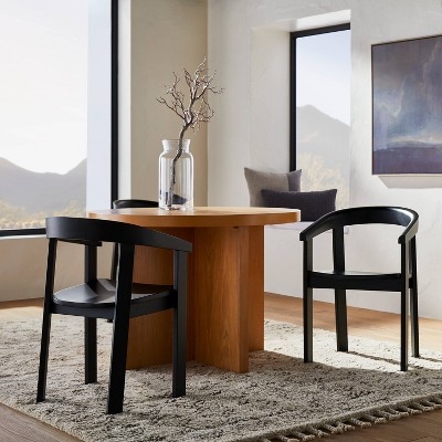 Dining Chair: Matte Black Curved Back Wraparound Arms