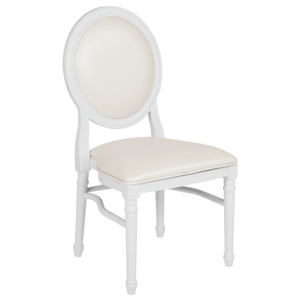Dining Chair: Medallion Back Bright White Finish