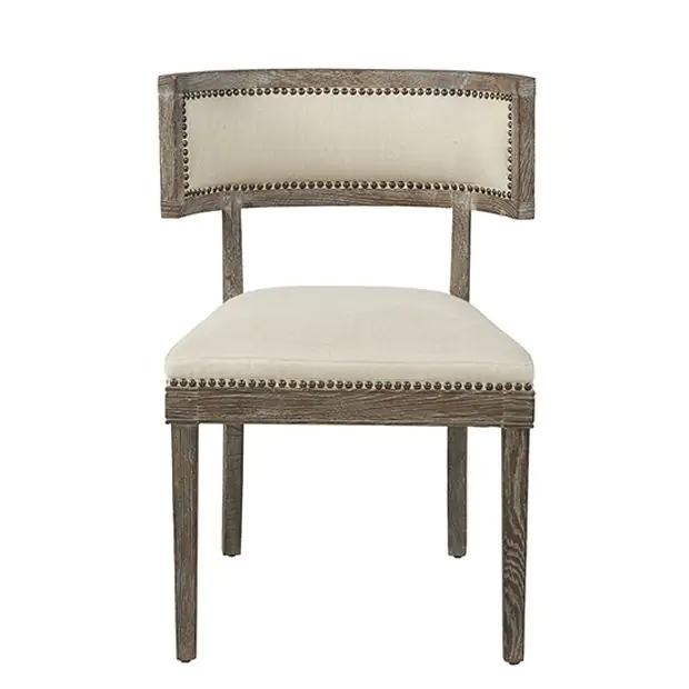 Dining Chair: Nailhead Trim Weathered Wood Farmhouse