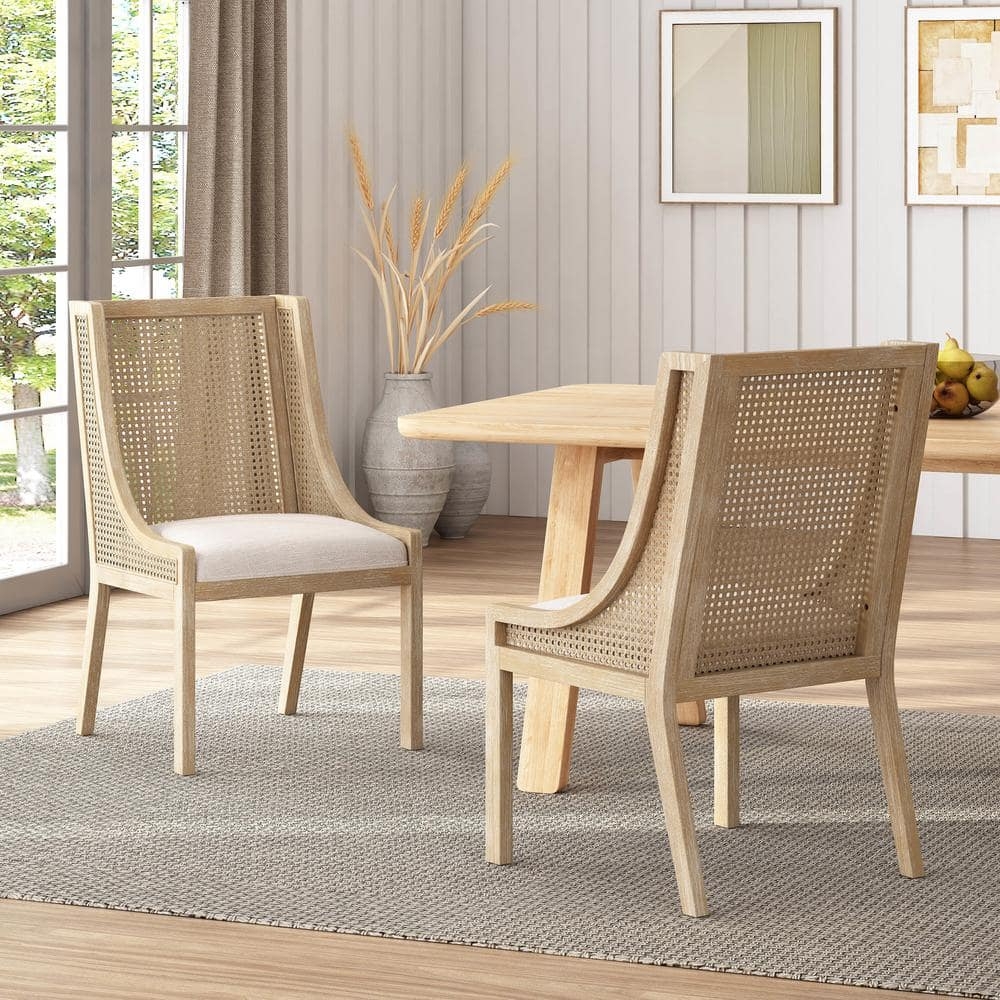 Dining Chair Natural Teak Wingback Silhouette Coastal Seating