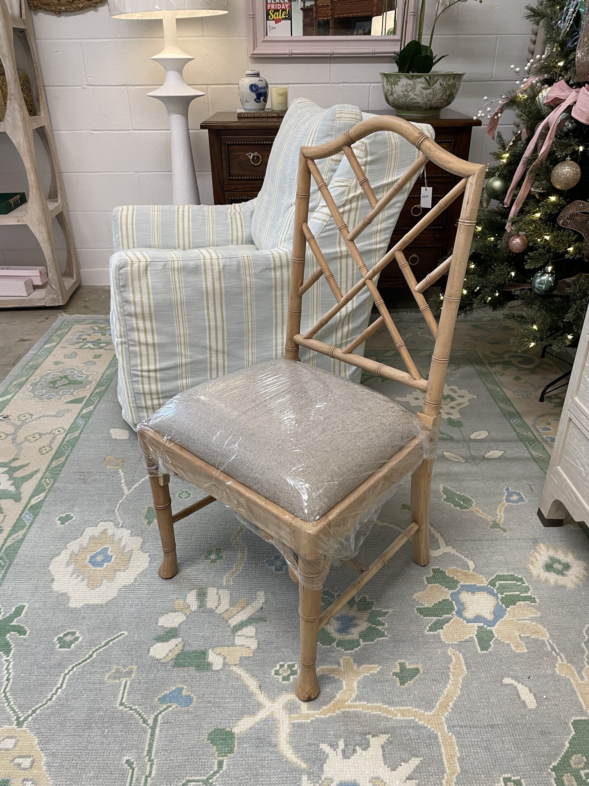 Dining Chair Oatmeal Beige Coastal Bamboo Furniture