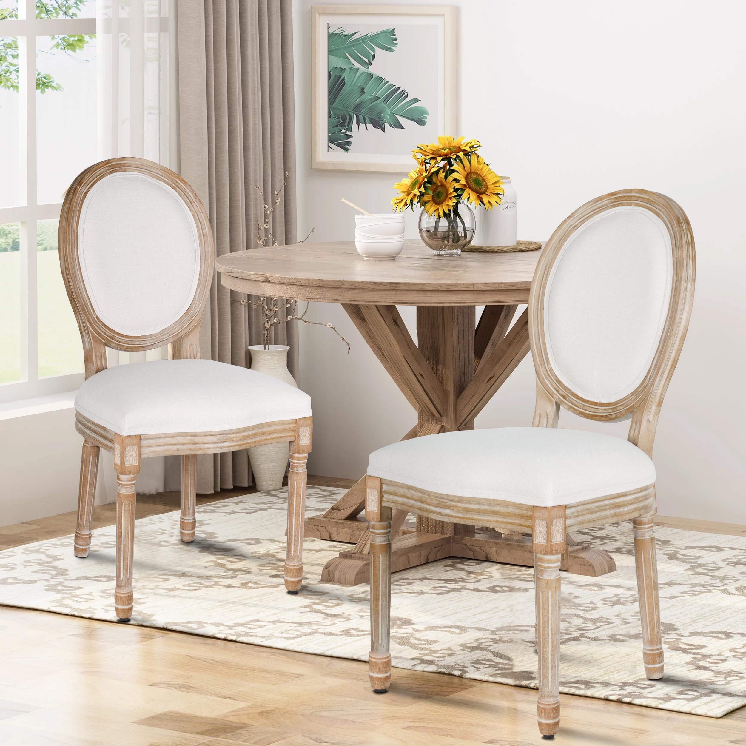 Dining Chair: Oval Back Distressed Finish Vintage Seating
