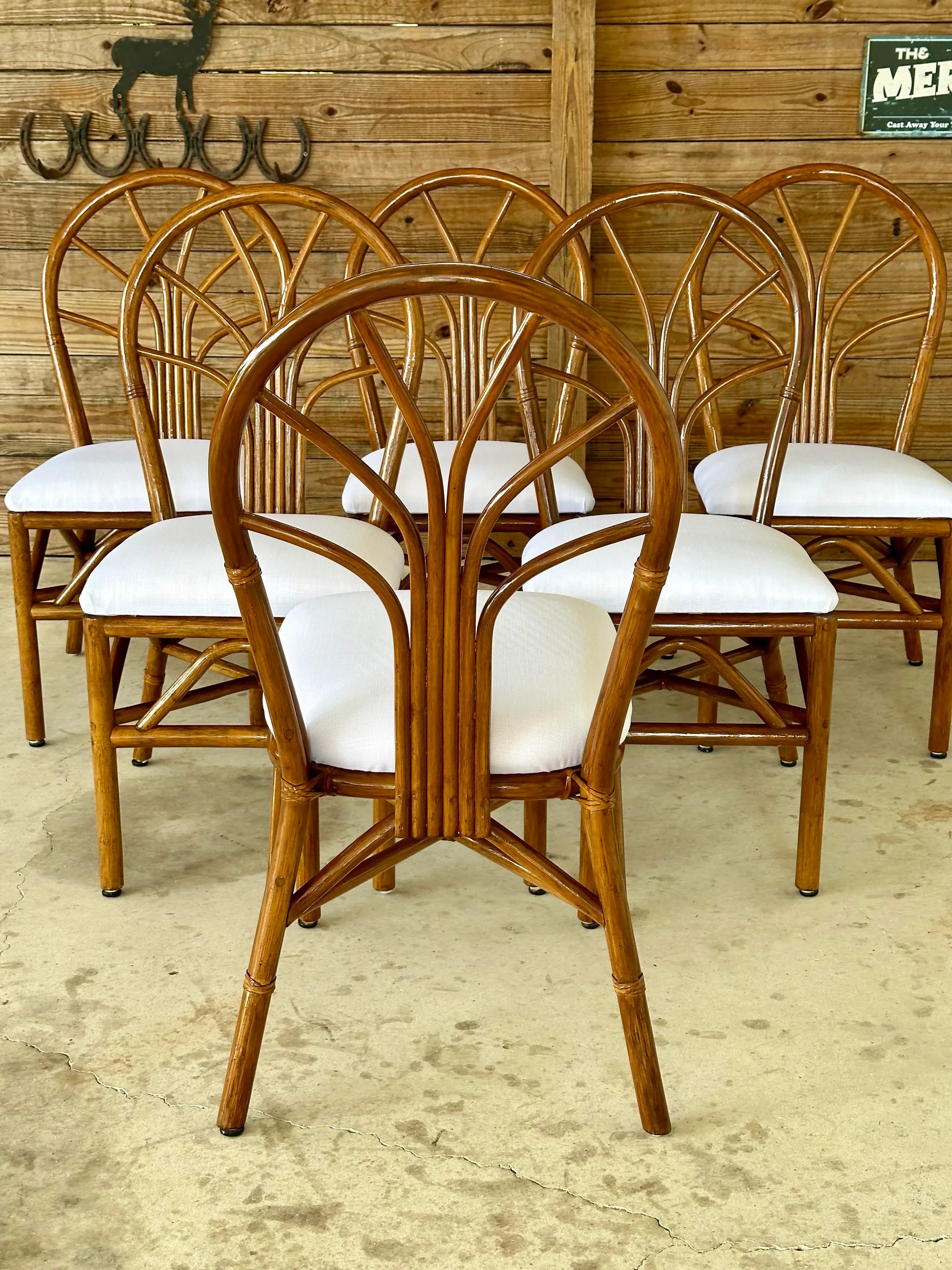 Dining Chair Radial Back Vintage Sunburst Rattan