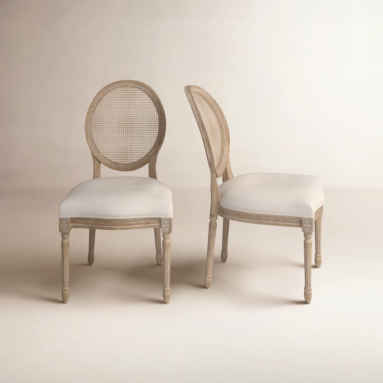 Dining Chair Rosette Carvings Tapered Legs French Country