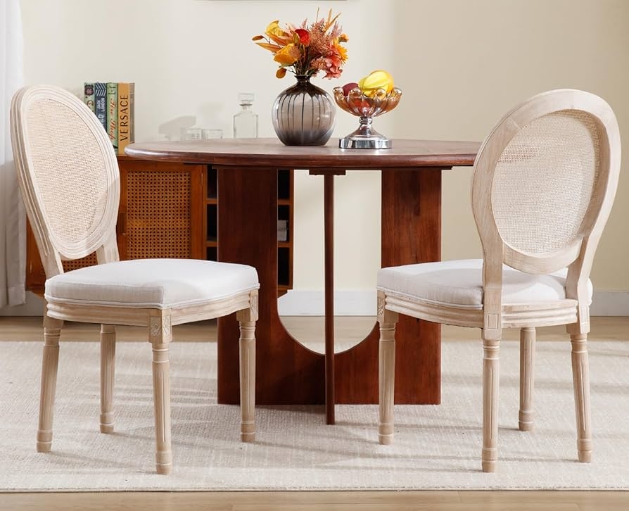 Dining Chair: Round Rattan Back French Country