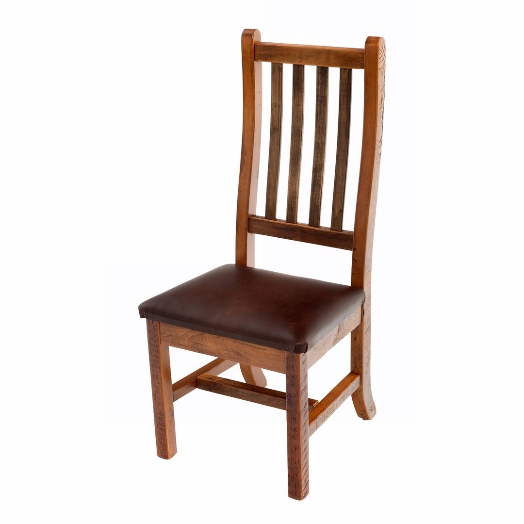 Dining Chair: Rustic Slat Back Distressed Wood Lodge Seating