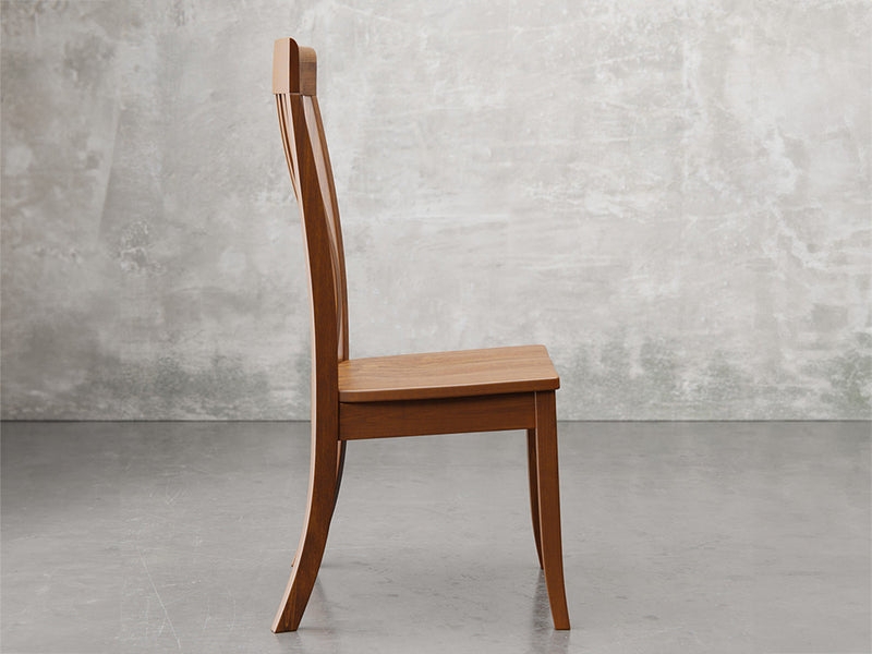Dining Chair: Warm Cherry Splayed Back Leg Vertical Slat