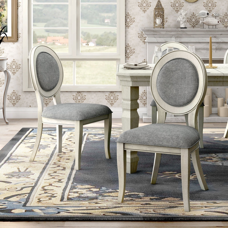 Dining Chair: Whitewashed Finish Round Back Grey
