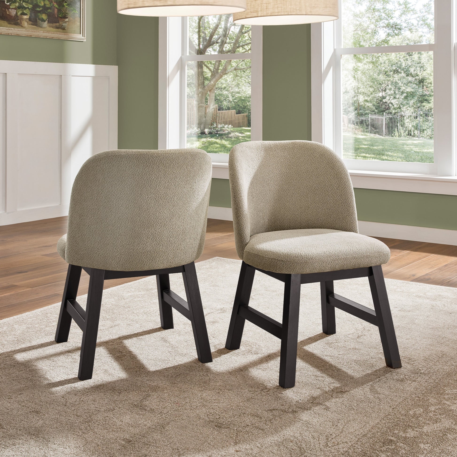 Dining Chair with Curved Low Back and Black Oak Wood Finish