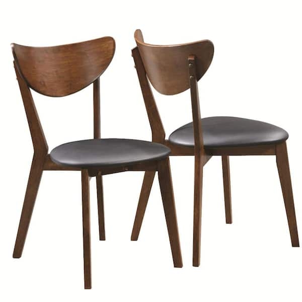 Dining Chair with Curved Wing Back and Walnut Finished Legs