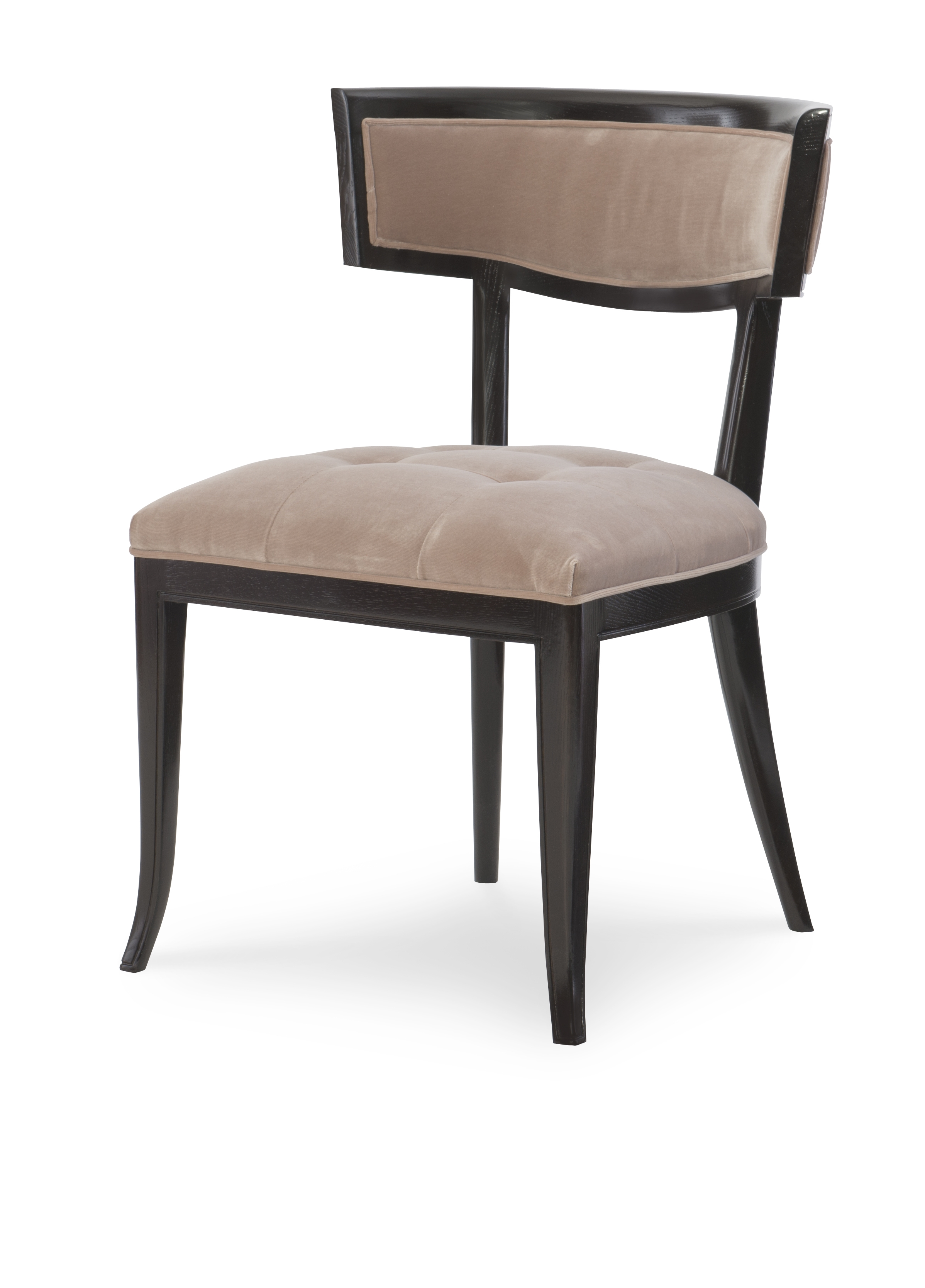 Dining Chair with Dark Espresso Frame and Tufted Taupe Seat