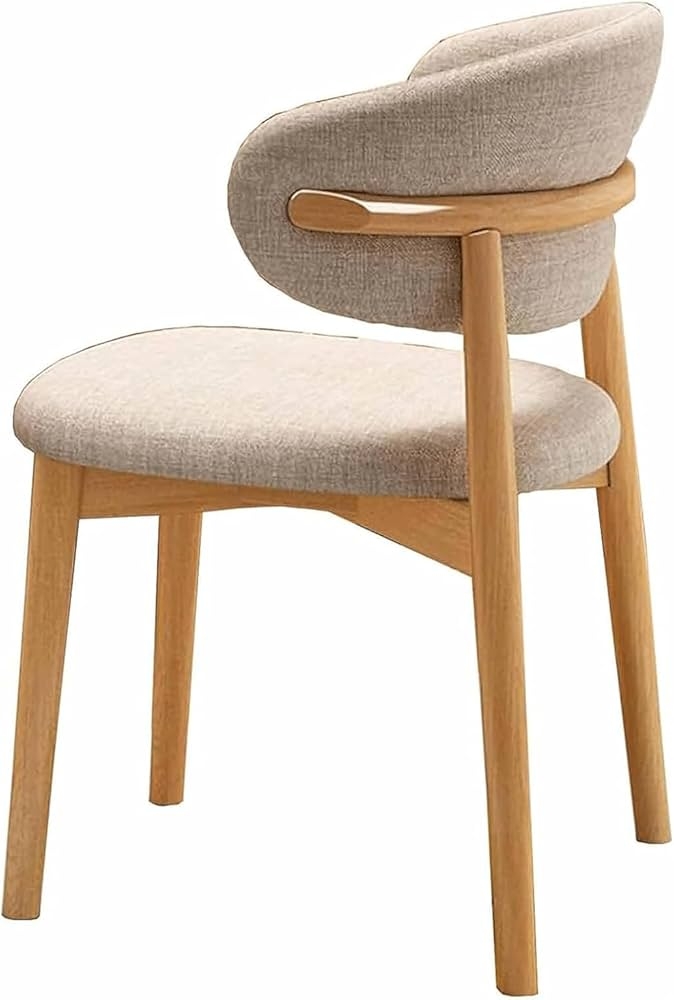 Dining Chair with Wraparound Backrest and Coarse Weave Fabric