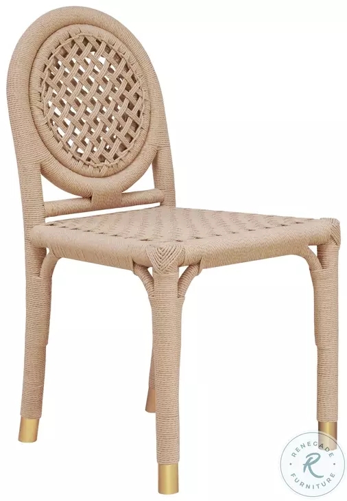 Dining Chair: Woven Lattice Wrapped Legs Gold