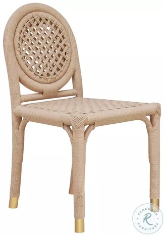 Dining Chair: Woven Lattice Wrapped Legs Gold