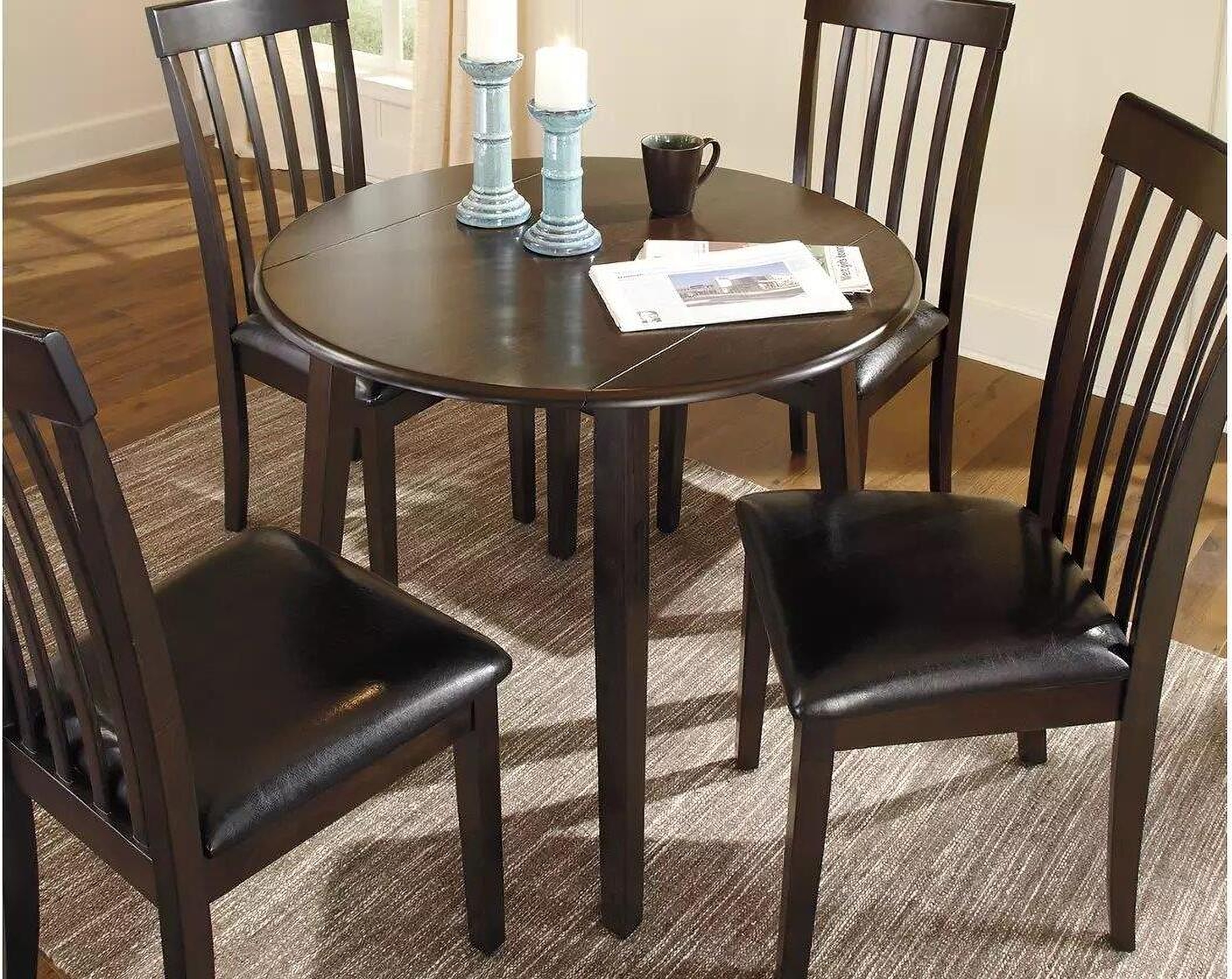 Dining Set for Small Spaces with Slatted Back Chairs