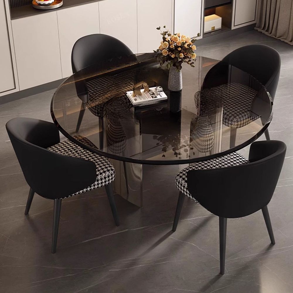 Dining Set Houndstooth Seats Houndstooth Upholstered Chairs