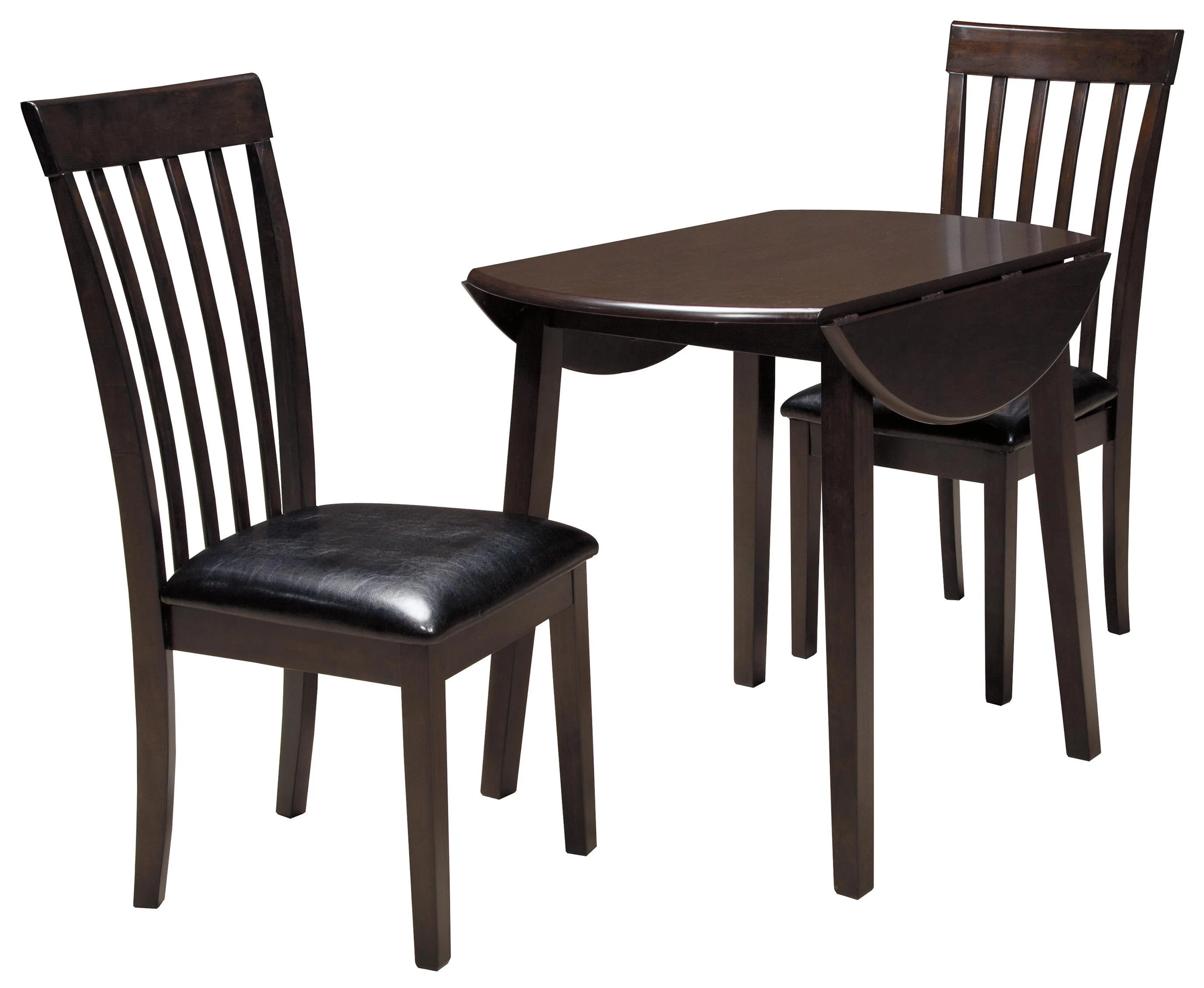 Dining Set in Espresso Brown with Slat Back Wood Chairs