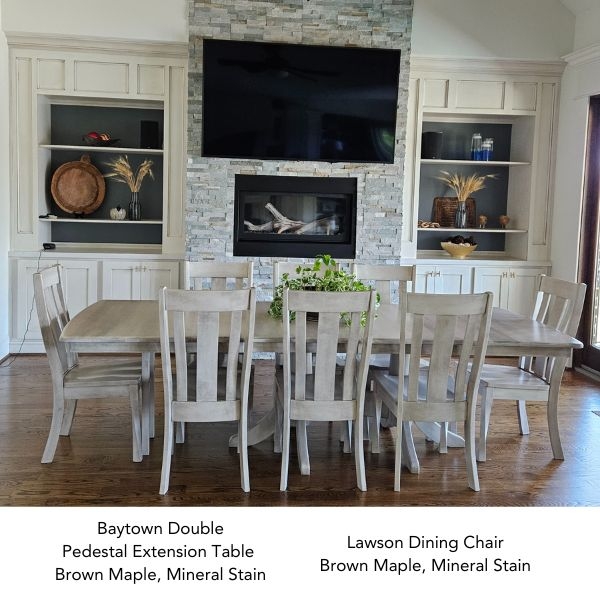 Dining Set in Mineral Stain Brown Maple with Double Pedestals