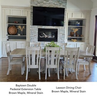 Dining Set in Mineral Stain Brown Maple with Double Pedestals
