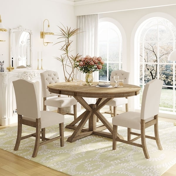 Dining Set Mixed Back Chairs French Country Warm Oak