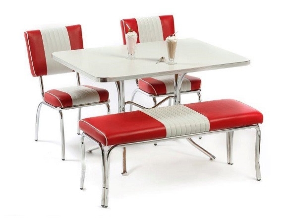 Dining Set Vertical Stripe Upholstery Padded Bench