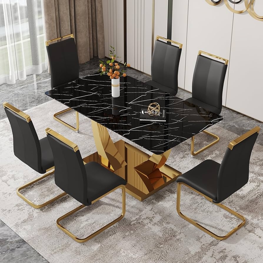Black And Gold Dining Table