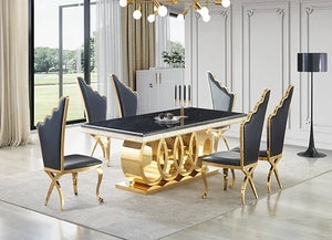 Dining Set with Interlocking Oval Base and Scalloped Backs