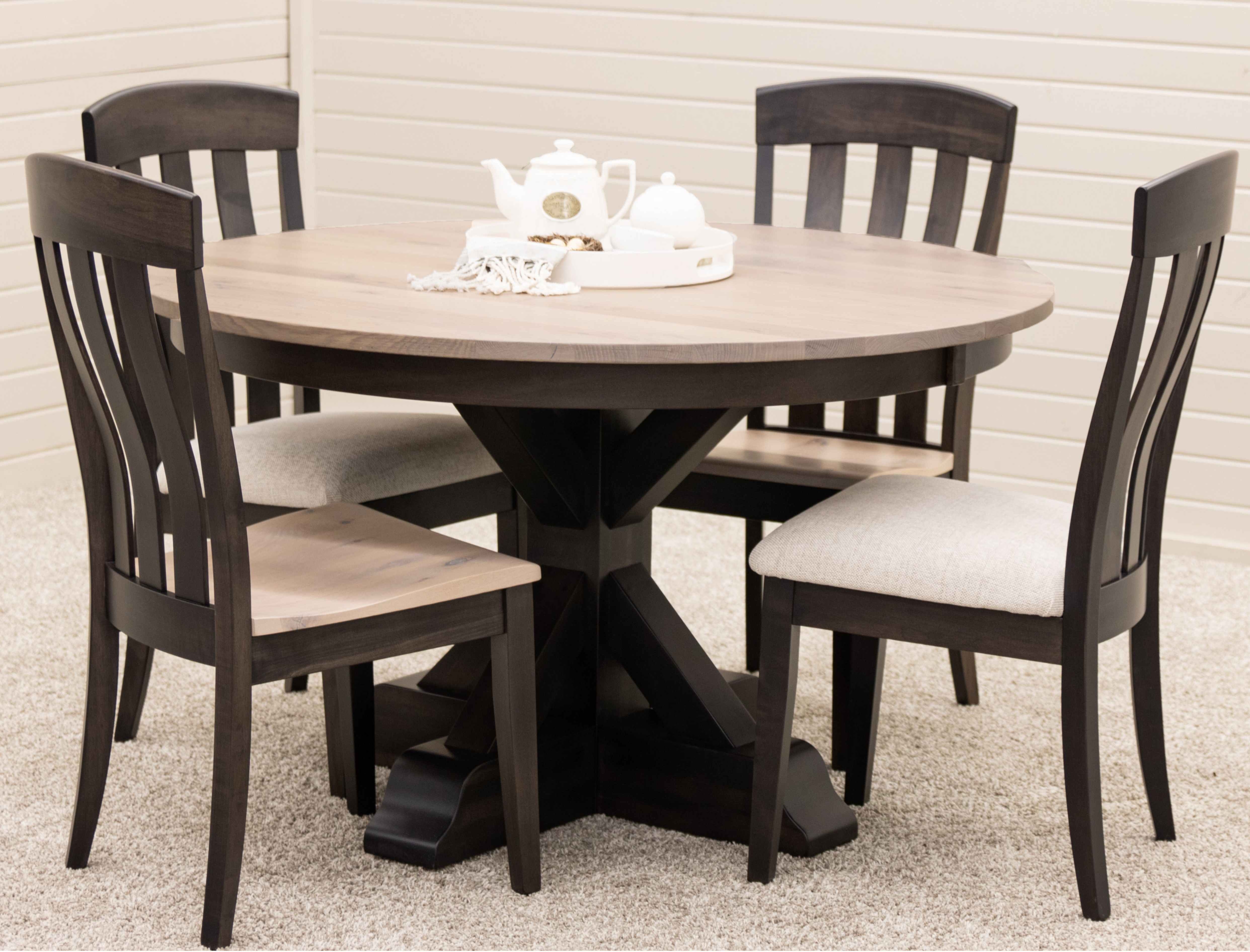 Dining Set with Mixed Seating and Black Slat Back Chairs
