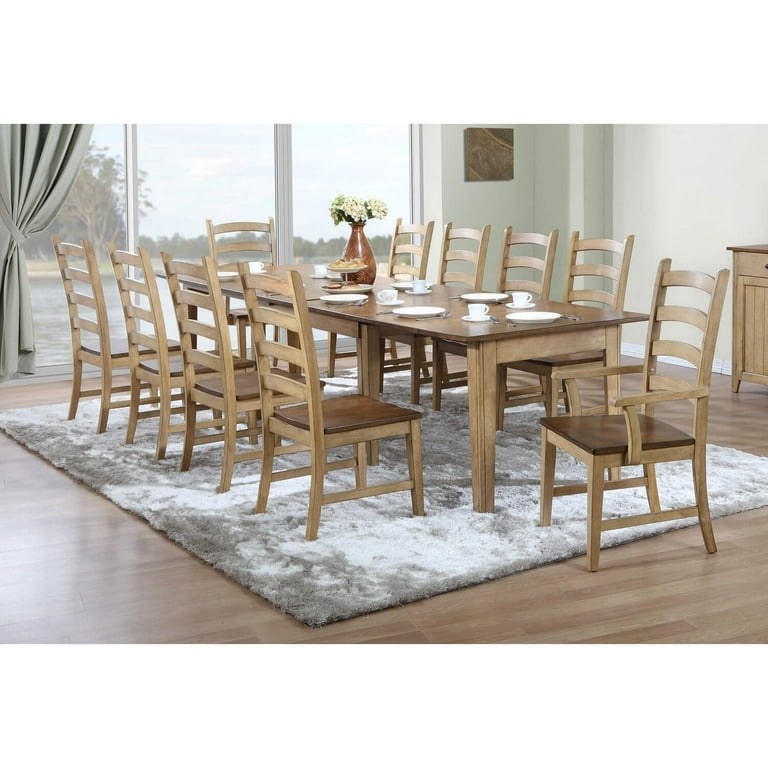 Dining Set with Two Tone Finish and Ladder Back Side Chairs