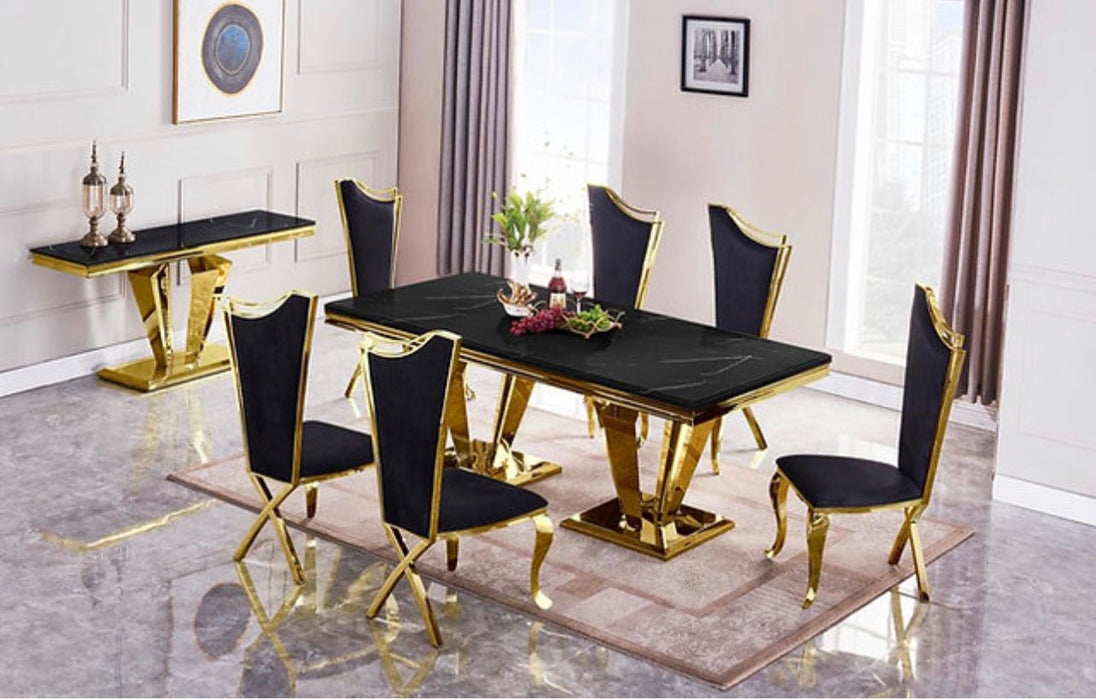Dining Set with Winged Back Chairs and Polished Legs