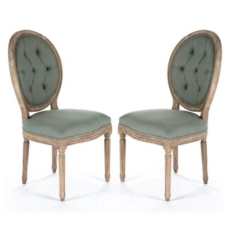 Dining Side Chair: Sage Tufted Medallion Back Pair