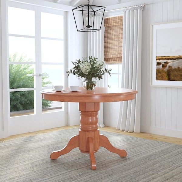 Dining Table: Cottage wood pedestal base 42 inch round