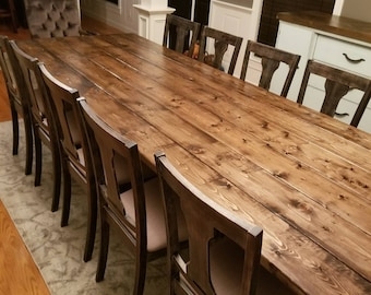Dining Table Massive 12 Ft Plank Top Walnut Wood