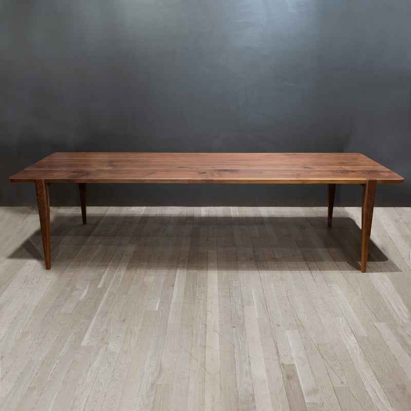 Dining Table Mid Century Tapered Legs Slim Wood Top