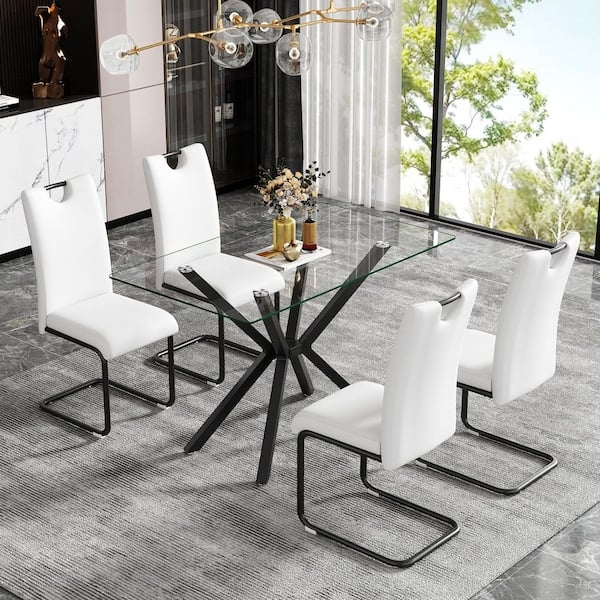 Dining Table Set Cantilever Base White Cantilever Chairs