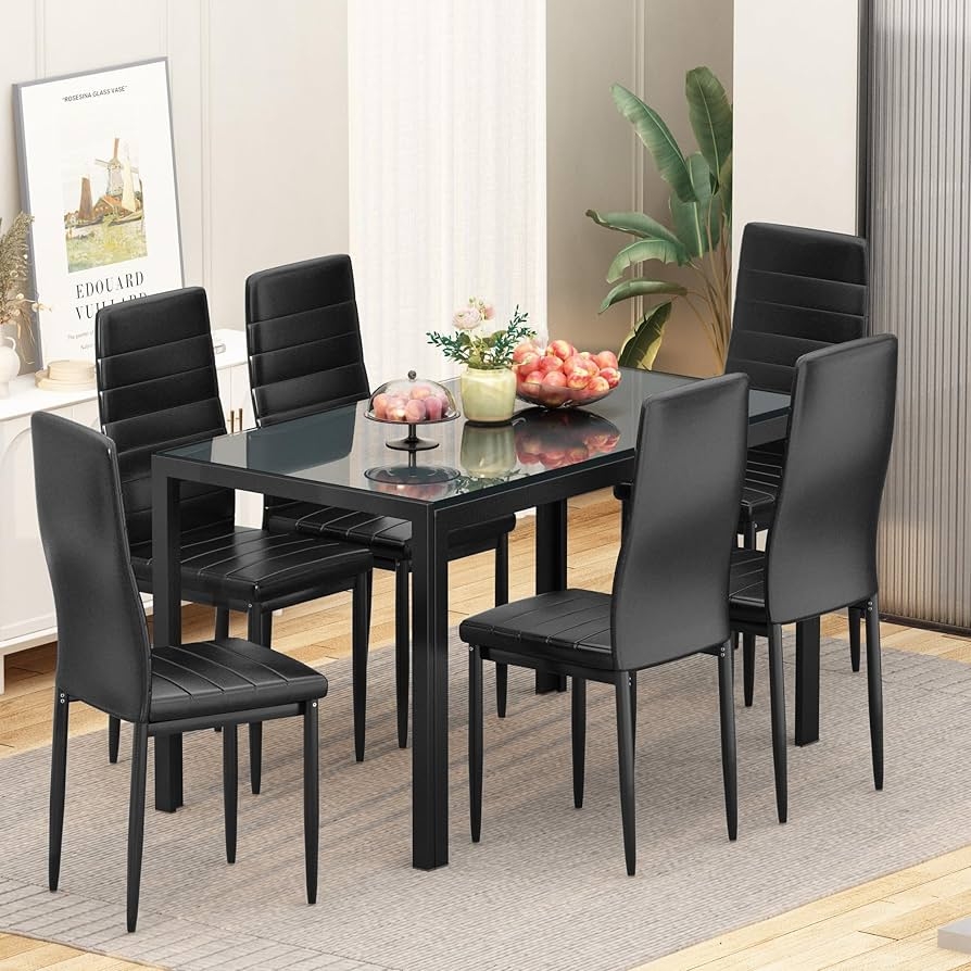 Dining Table Set Horizontal Stitching Apartment Dining Furniture