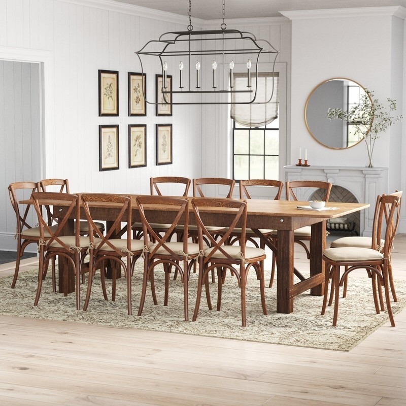 Dining Table Set including Cross Back Chairs with Cushions