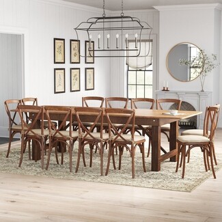 Dining Table Set including Cross Back Chairs with Cushions