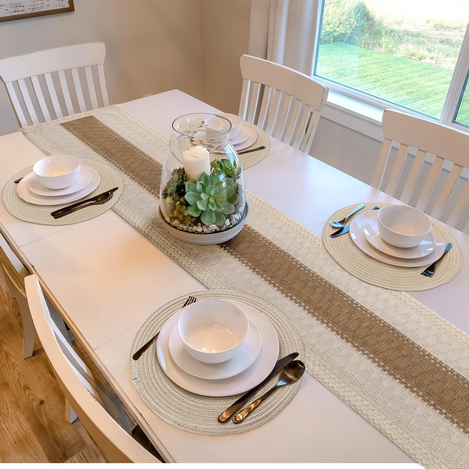 Dining Table Set: Spliced Macrame Boho Round Placemats