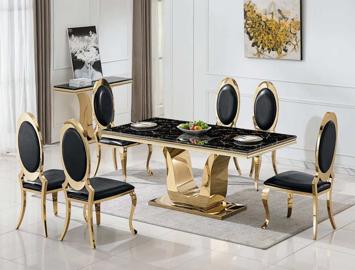 Dining Table Set using U-Shaped Pedestal and Medallions