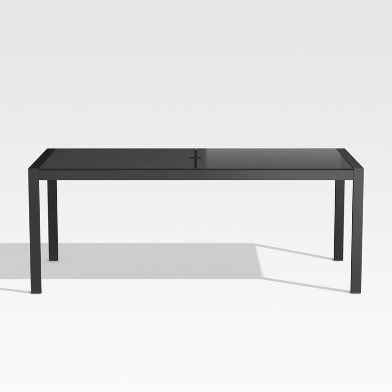 Dining Table Split Glass Top Modern Black Metal Patio Table