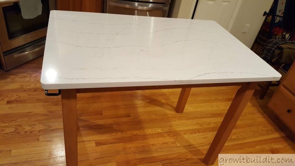 Dining Table Tapered Legs Wood White Granite Top Wood Table