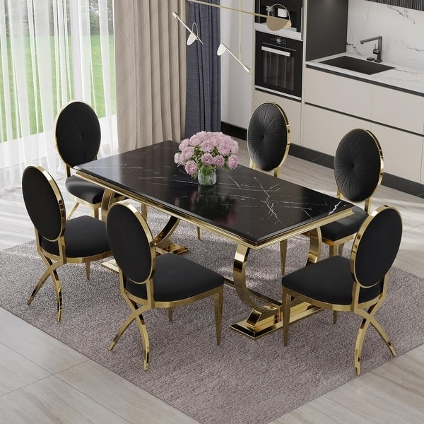 Dining Table with Double Circle Pedestal and Medallion Backs