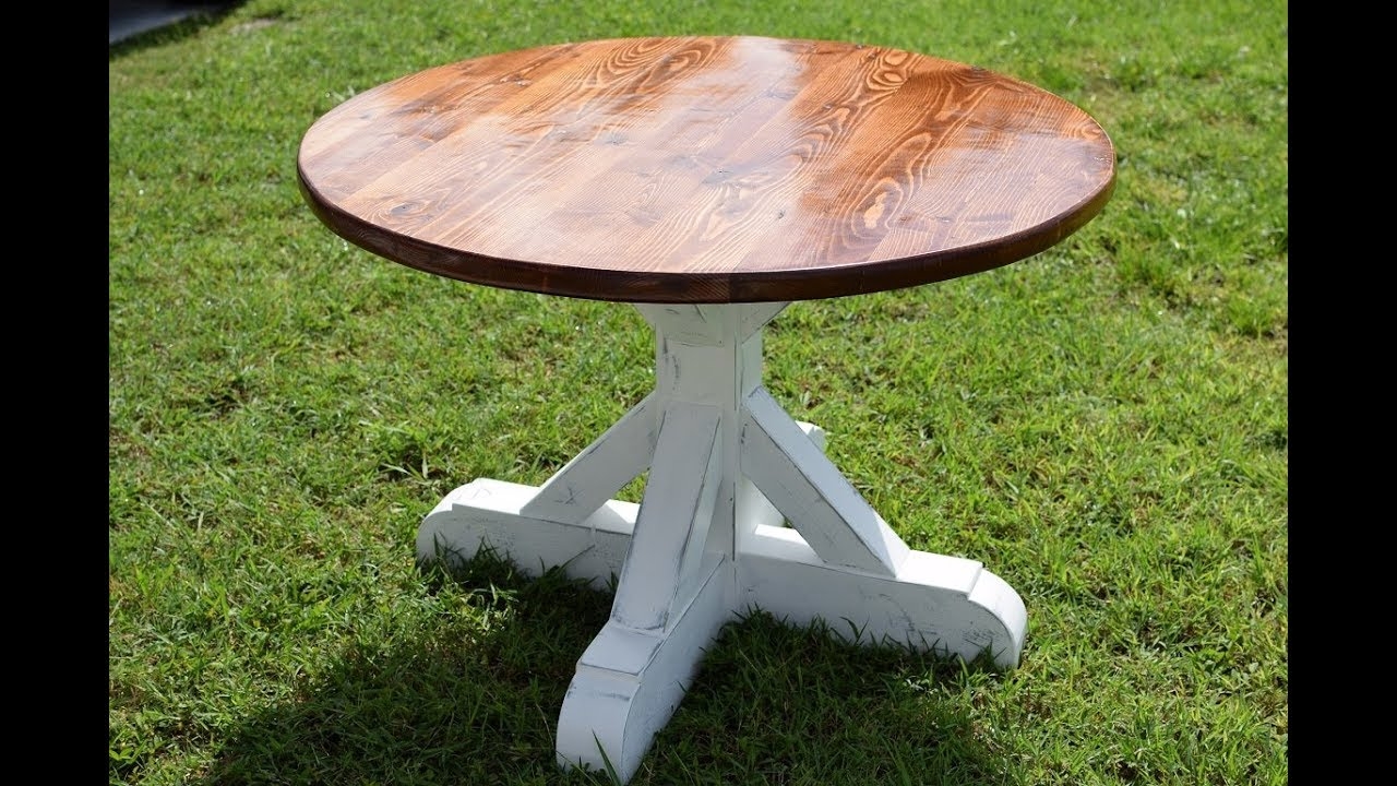 Dining Table with Glossy Walnut Top and Distressed Pedestal