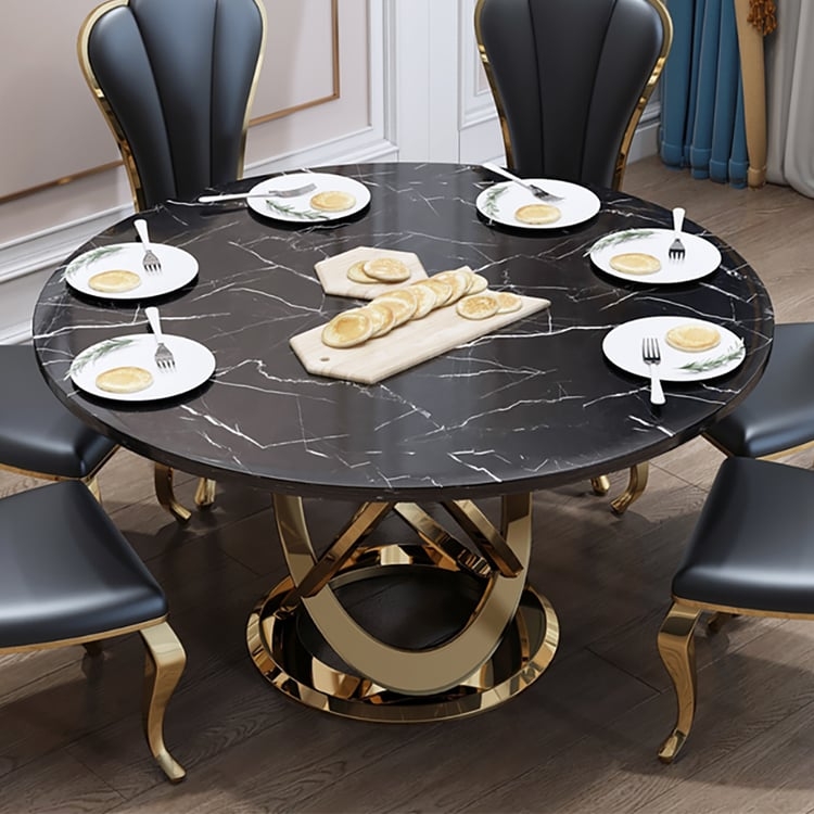 Dining Table with Intertwined Rings Sculptural Pedestal