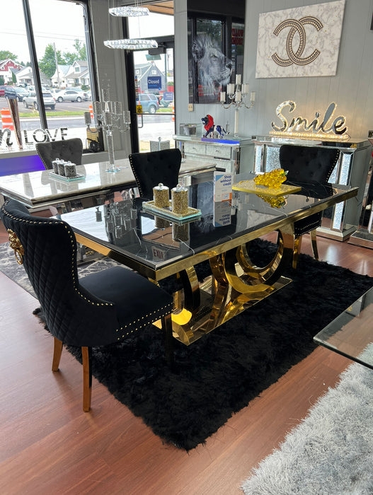 Dining Table with Lion Head Knocker and Infinity Base