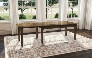 Dining Table with Six Tapered Legs and Extra Long Extension