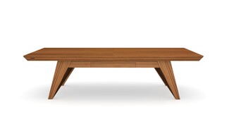 Dining Table with Triangular Slatted Legs and Beveled Edges