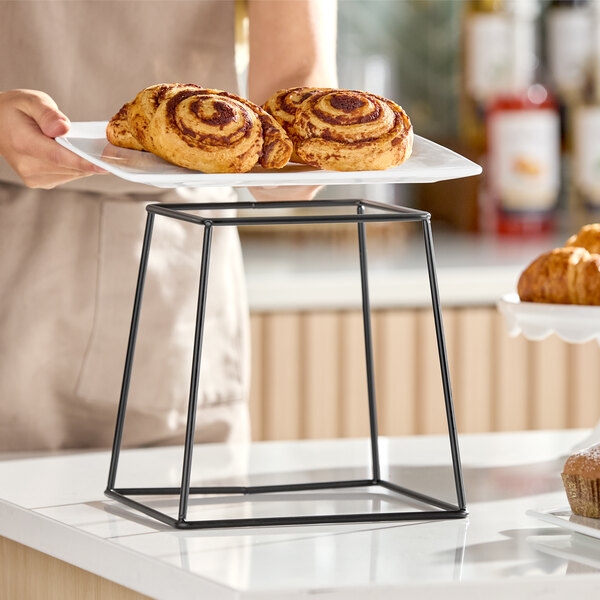 Display Riser: Matte Black Open Frame Square Buffet Food Stand